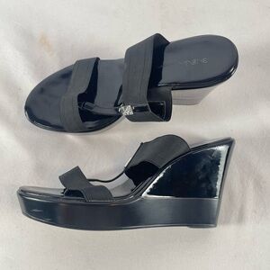 Vintage Y2k BCBGeneration Elastic Platform Wedge Sandal in Black Size 8.5